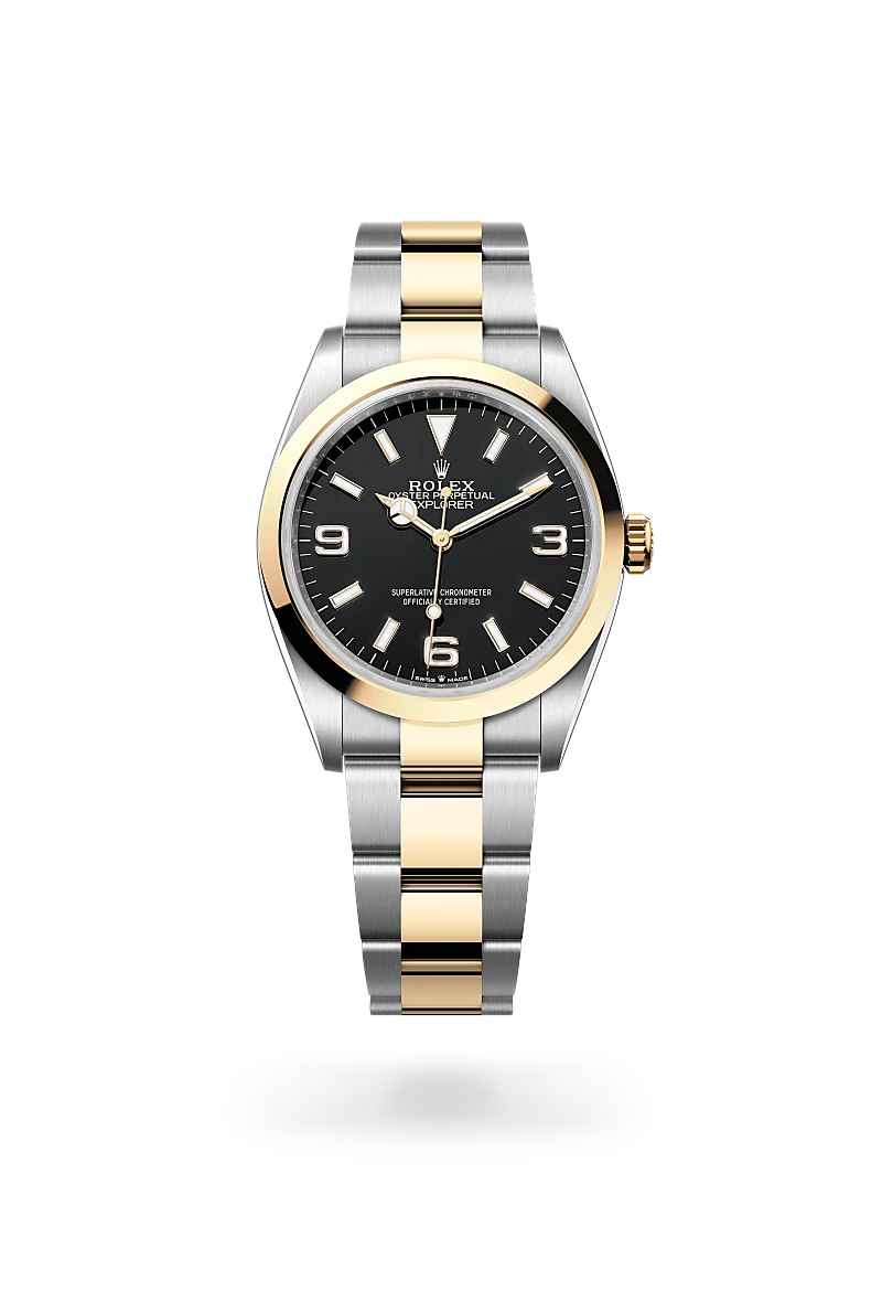 Rolex Explorer en Rolesor amarillo —combinación de acero Oystersteel y oro amarillo, M124273-0001 Vendemmia Joyero