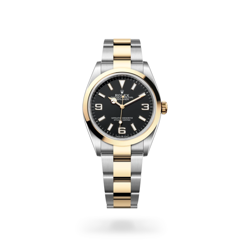 Rolex Explorer en Rolesor amarillo —combinación de acero Oystersteel y oro amarillo, M124273-0001 Vendemmia Joyero