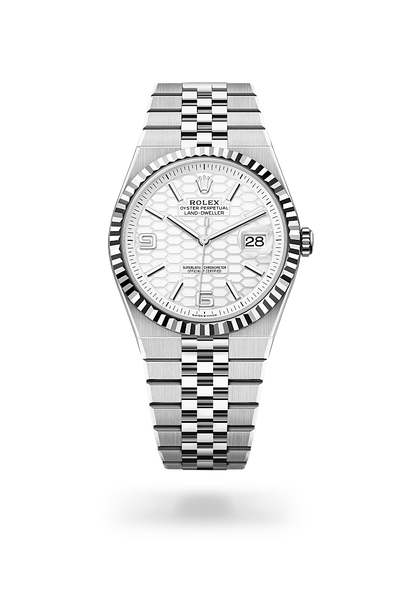 Rolex Land-Dweller in White Rolesor - combination of Oystersteel and white gold, M127334-0001 - Vendemmia Joyero